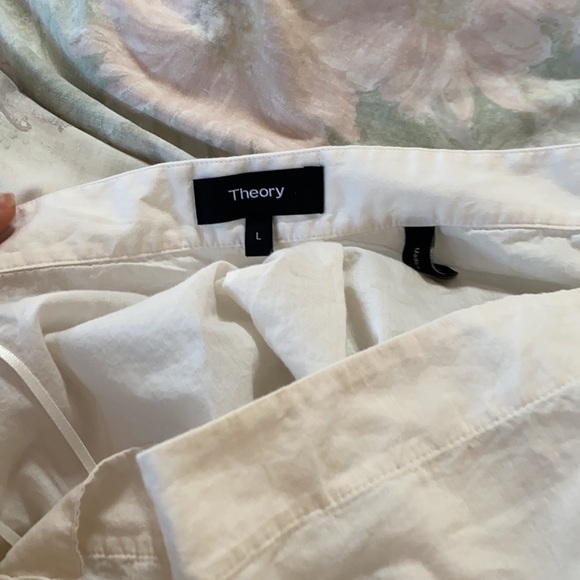 Theory / Joscla Icon Shirting cotton poplin Off the Shoulder Top Blouse L - Picture 6 of 7